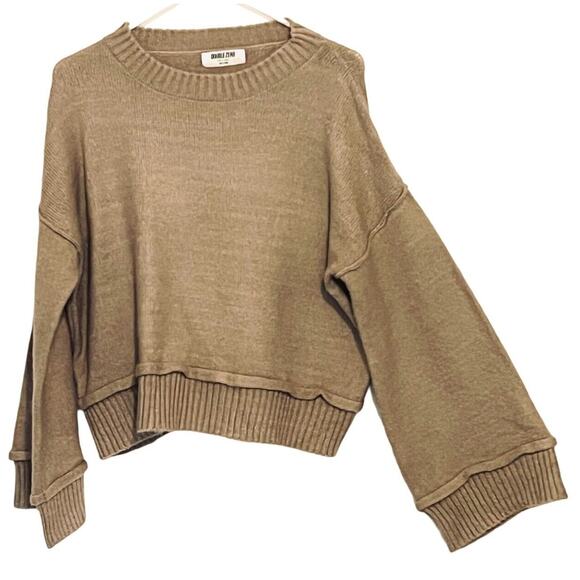 Double Zero Womens Pullover Sweater Size L Beige Long Sleeve Crew Neck Relaxed - Picture 1 of 8
